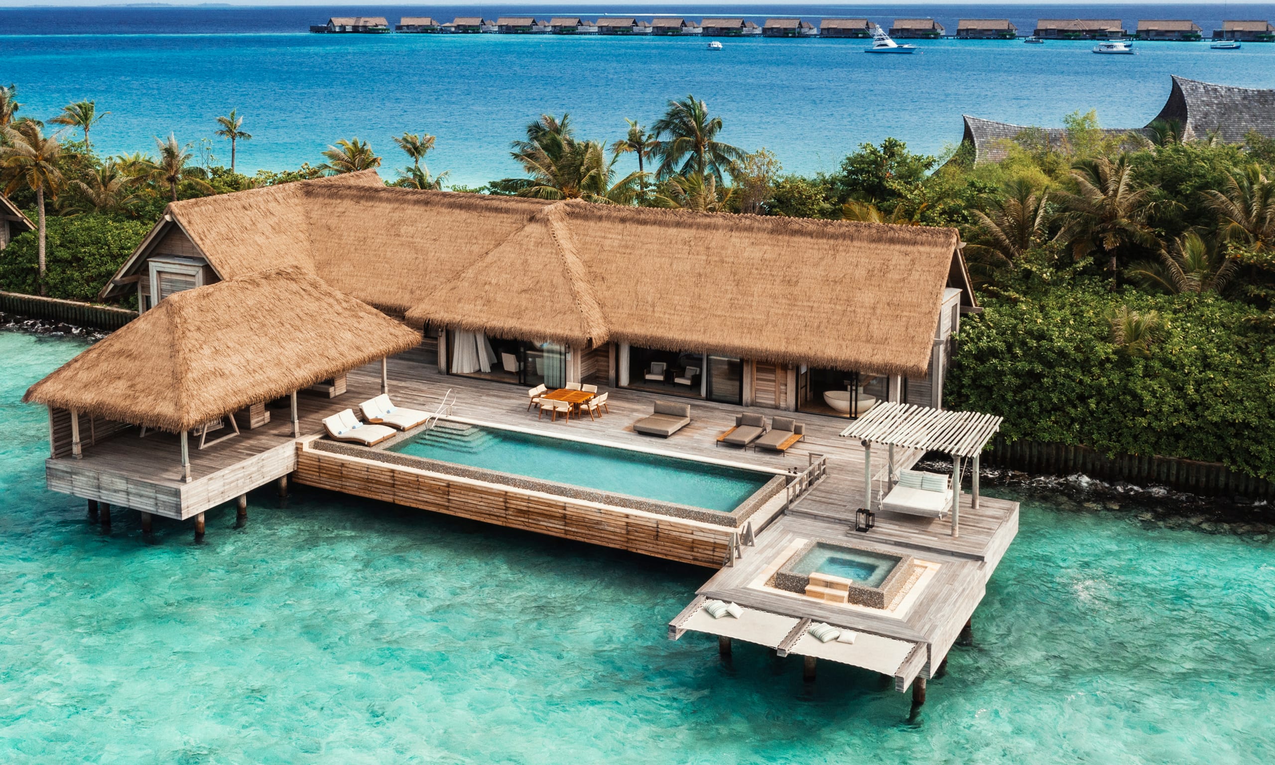 An overwater reef villa at Waldorf Astoria Maldives Ithaafushi